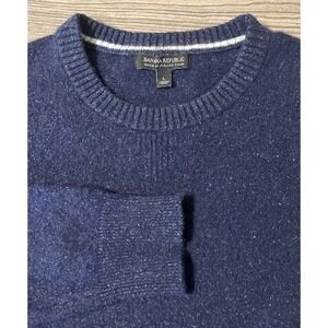 Banana Republic Italian Yarn Wool/Silk Crewneck Pullover Navy Sweater Size Large
